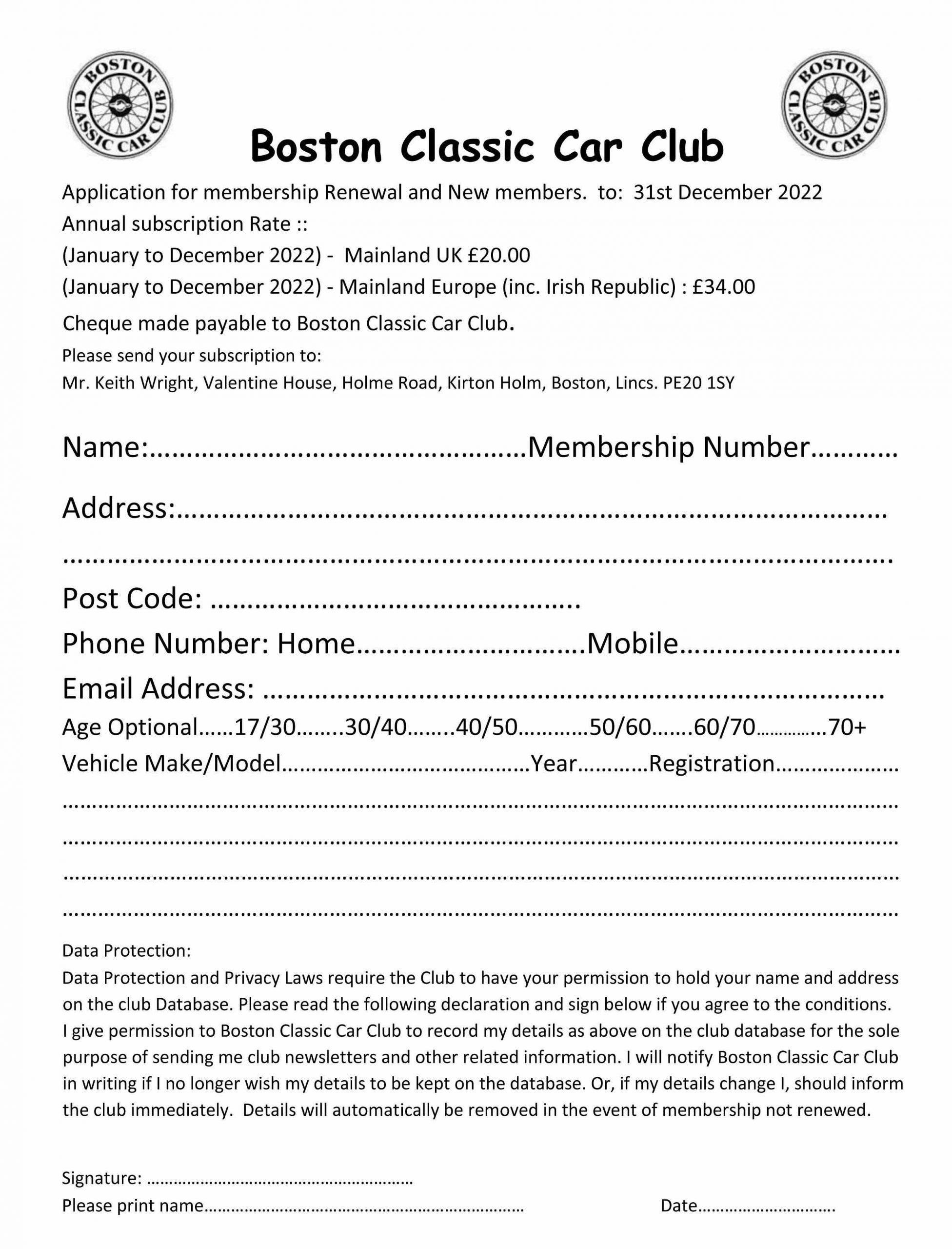 MEMBERSHIP Boston Classic Car Club